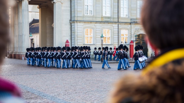 Den Kongelige Livgardes vagtskifte på Amalienborg Slotsplads