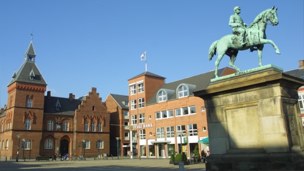 Equestrian statue of Christian IX on Torvet in Esbjerg