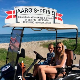 Golfvognsudlejning og guidet ø-tur på Aarø