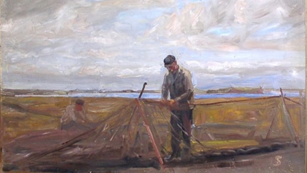 Fritz Syberg: Fiskere der bøder garn