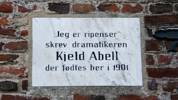 Memorial to dramatist and author Kjeld Abell in Ribe
