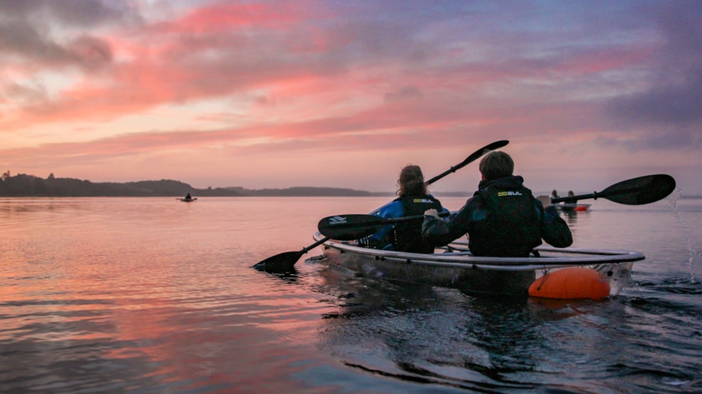 Tours in glass kayaks on the Limfjord - sunset tour