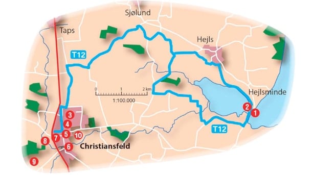 Hejls - Christiansfeld - Bicycle route from Hejls to Christiansfeld near Kolding
