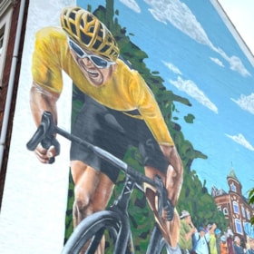 Tour de France street art on gable wall