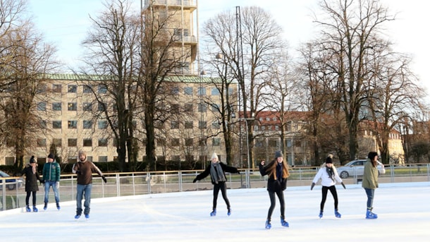 Outdoor ice skating rink