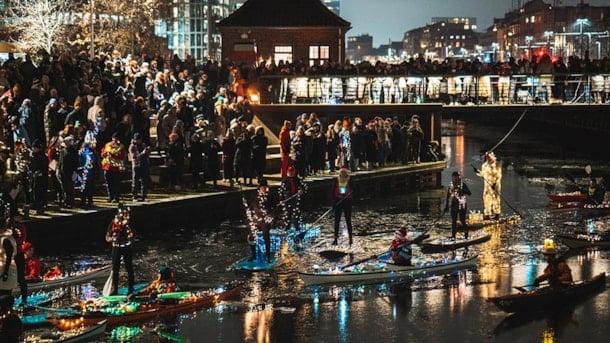 Saint Lucy's Procession in kayaks in Aarhus